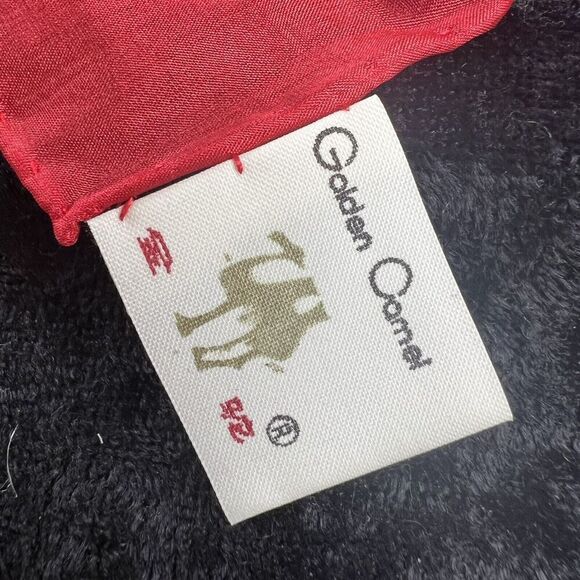 Silk Square Scarf Golden Camel of Shanghai Hand Rolled and Hand Printed Colerful - Picture 5 of 8